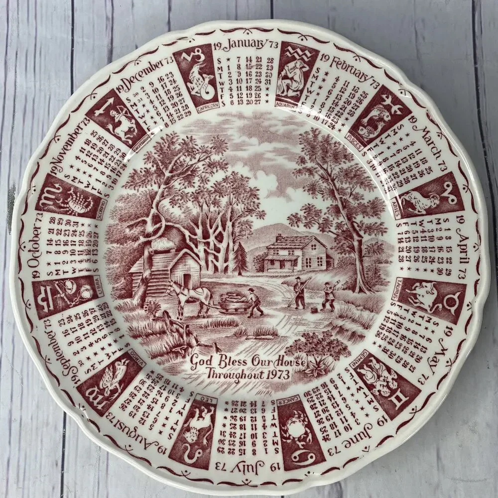 Alfred Meakin Staffordshire England 1973 Zodiac Calendar‎ Plate 9 Inch